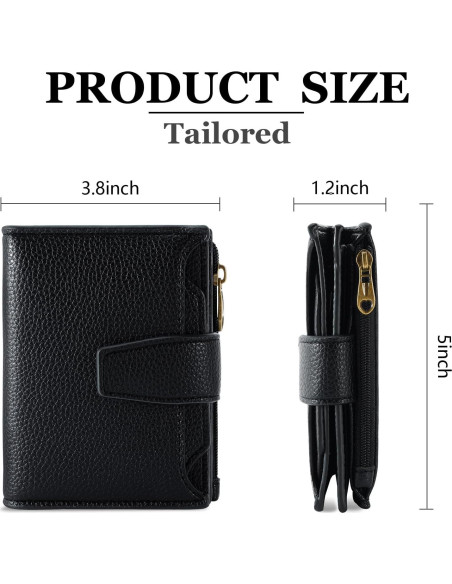 Billetera Compacta para Mujeres Airkit con Bloqueo RFID Negra Billetera Compacta para Mujeres Airkit con Bloqueo RFID Negra