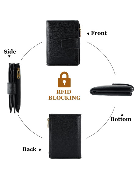 Billetera Compacta para Mujeres Airkit con Bloqueo RFID Negra Billetera Compacta para Mujeres Airkit con Bloqueo RFID Negra