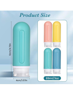 Botellas de Viaje RONRONS 89ml Silicona A Prueba de Fugas 2