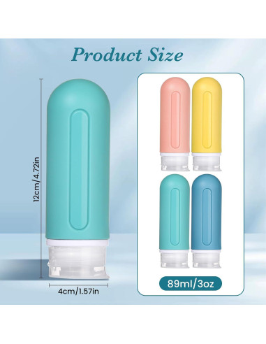 Botellas de Viaje RONRONS 89ml Silicona A Prueba de Fugas