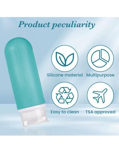 Botellas de Viaje RONRONS 89ml Silicona A Prueba de Fugas