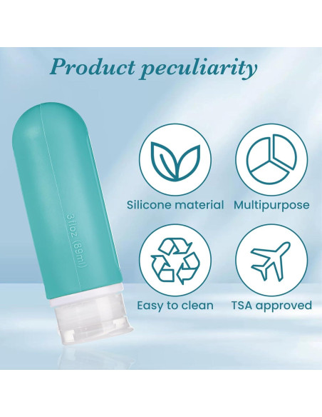 Botellas de Viaje RONRONS 89ml Silicona A Prueba de Fugas