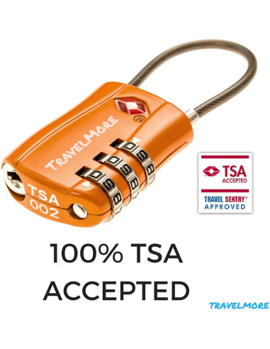 Paquete de 2 Candados de Combinación TSA TravelMore Naranja