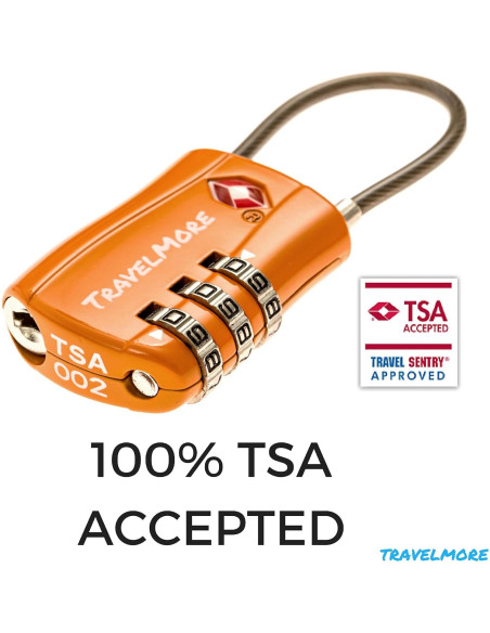 Paquete de 2 Candados de Combinación TSA TravelMore Naranja