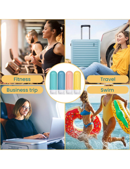 Botellas de Viaje RONRONS 89ml Silicona A Prueba de Fugas