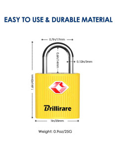 4 Candados de Equipaje TSA Brillirare Amarillo, 22.68g 2