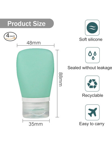 Zlongron Botellas Mini Silicona 60ml A Prueba de Fugas - 4 Piezas