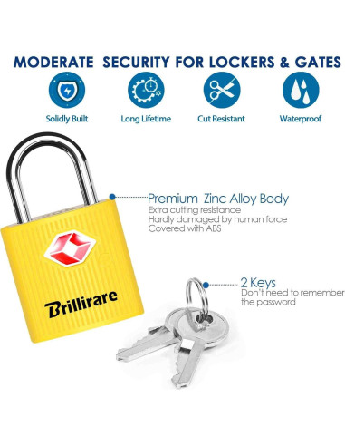 4 Candados de Equipaje TSA Brillirare Amarillo, 22.68g