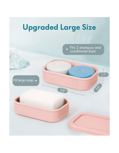 Funda de Jabón de Viaje Quatish Rosa a Prueba de Fugas