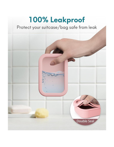 Funda de Jabón de Viaje Quatish Rosa a Prueba de Fugas