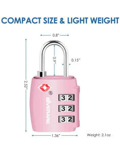 2 Candados de Equipaje GIVERARE TSA-551 Combinación 3 Dígitos 2