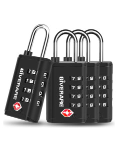 4 Candados de Equipaje TSA GIVERARE 4 Dígitos Antirrobo Negro