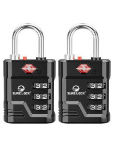 Candados TSA Sure Lock para Equipaje - 2 Piezas, Negro