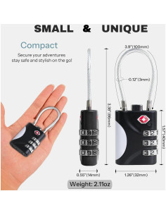 Candado TSA UP Security Negro - Combinación para Equipaje 2