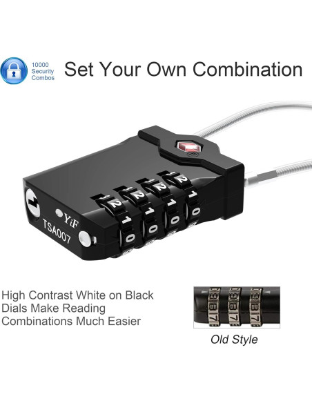 Candados de Combinación TSA XOOL - 2 Piezas, Negro