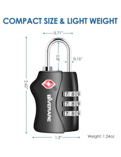 2 Candados de Equipaje GIVERARE TSA-338 Combinación 3 Dígitos 2