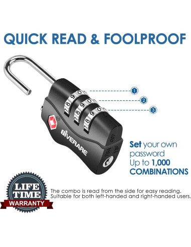 2 Candados de Equipaje GIVERARE TSA-338 Combinación 3 Dígitos