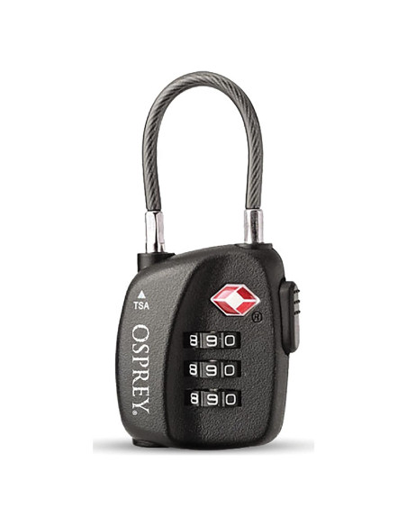 Candado de Equipaje Osprey TSA 3 Dígitos con Cable Negro