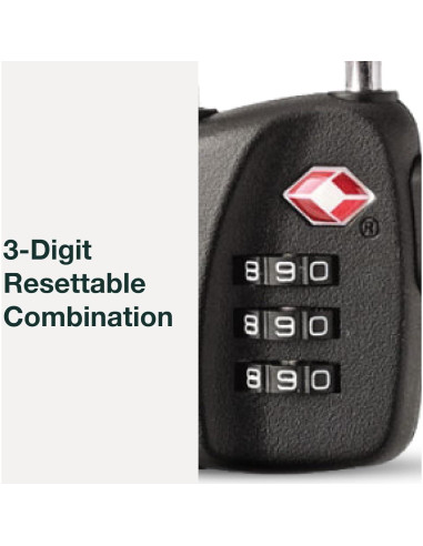 Candado de Equipaje Osprey TSA 3 Dígitos con Cable Negro