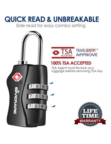 2 Candados de Equipaje GIVERARE TSA-338 Combinación 3 Dígitos