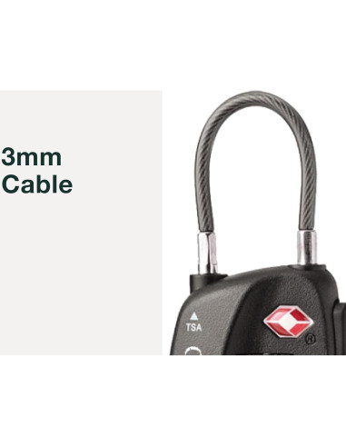 Candado de Equipaje Osprey TSA 3 Dígitos con Cable Negro