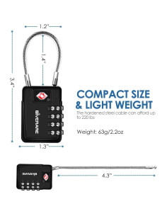 Candados de Equipaje GIVERARE TSA 4 Dígitos - 2 Piezas 2