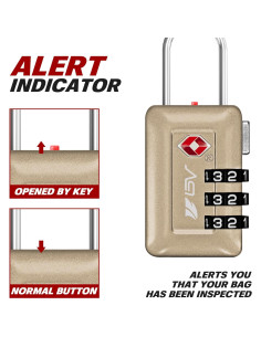 Candado de Combinación Aprobado por TSA BV - 2 Paquete Oro Champán 2