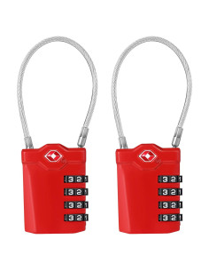 Candados de Equipaje ZHEGE TSA 4 Dígitos Rojo - 2 Piezas