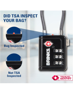 Candado de Equipaje Brinks TSA Negro 6.35 cm Combinación Reiniciable 2