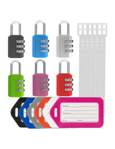 6 Candados de Combinación DUALCROWN + 6 Etiquetas de Viaje