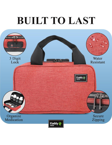 Organizador de Pastillas Kaddy con Cerradura TSA - Rojo