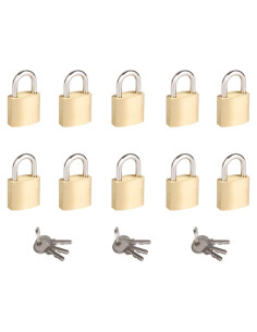 Paquete de 10 Cerraduras Pequeñas Fuaxat 20mm con Llaves Iguales