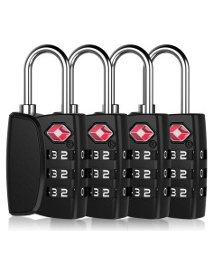 Candados de Equipaje Cantor Aprobados por TSA 4PCS Negro