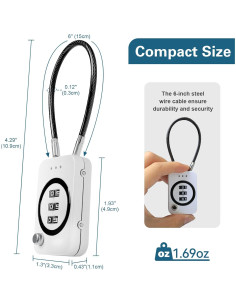 Candado de Combinación BARRYSAIL BS-CL-BW 3 Dígitos Negro/Blanco 2