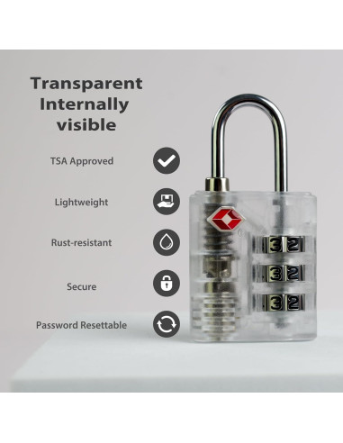 Candado de Combinación TSA UP Security Blanco 3 Dígitos