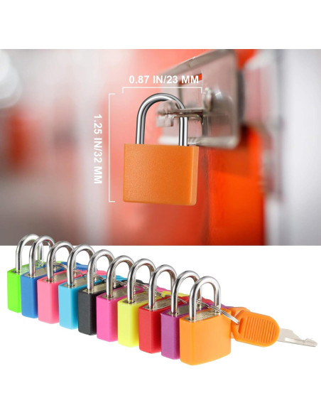 Candados Mini Ripeng 4 Pcs con Llave Multicolor 3.18cm