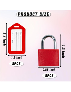 Paquete de 8 Candados de Equipaje Koceci + 8 Etiquetas Coloridas 2