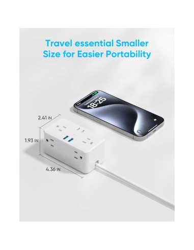 Adaptador de viaje universal Kakyanill 10 en 1 con 6 salidas AC y 4 USB