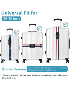 Correas de Equipaje Febcraft con Candado TSA Ajustable Negro 2