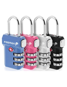 Candados de Equipaje TSA Fosmon - Paquete de 4, Combinación 3 Dígitos