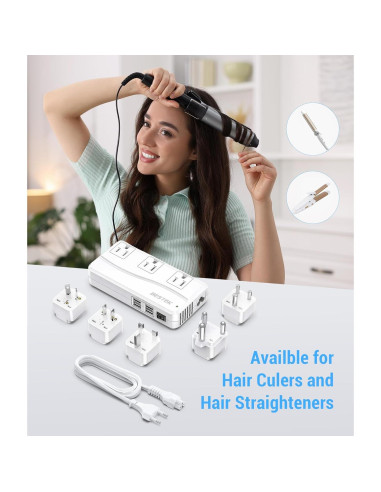 Adaptador de corriente internacional BESTEK 250W 4 USB Blanco