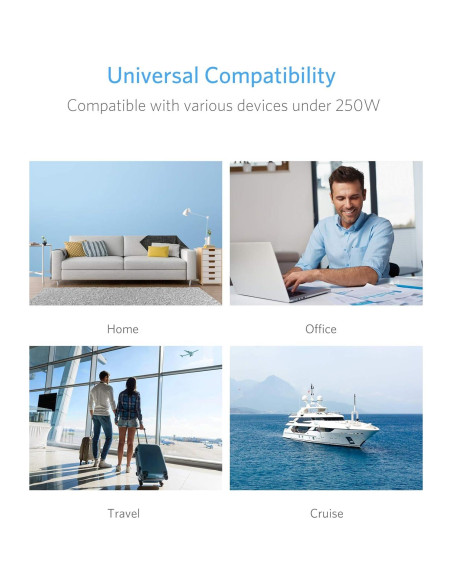 Adaptador de corriente internacional BESTEK 250W 4 USB Blanco