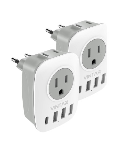 Adaptador de Enchufe de Viaje VINTAR Tipo C 6 en 1 USB