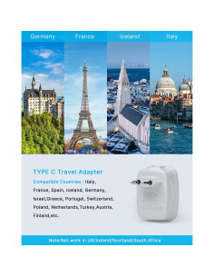 Adaptador de Enchufe de Viaje VINTAR Tipo C 6 en 1 USB 2