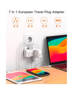 Adaptador de Enchufe de Viaje BESHON 7 en 1 Tipo C Europeo 2