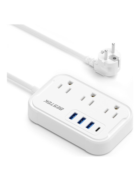 Adaptador de Enchufe de Viaje BESTEK Tipo E/F con 3 USB y PD 20W