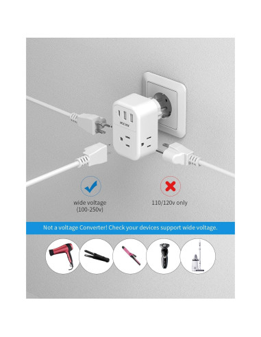 Adaptador de Enchufe de Viaje Europeo Mscien 6 en 1 USB