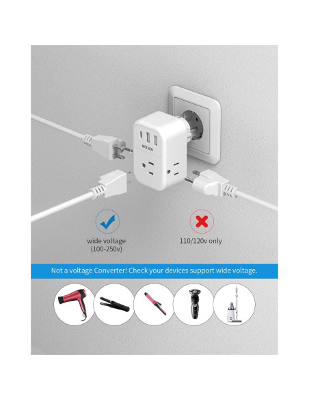 Adaptador de Enchufe de Viaje Europeo Mscien 6 en 1 USB