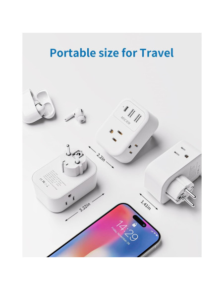 Adaptador de Enchufe de Viaje Europeo Mscien 6 en 1 USB