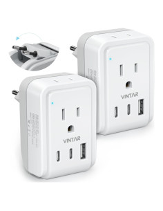 Adaptador de Enchufe de Viaje VINTAR Tipo C 2 Paquetes USB